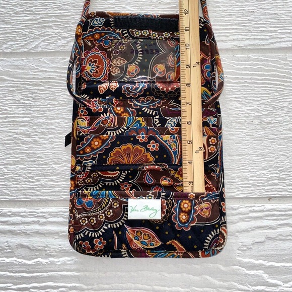 Vera Bradley Wallet With Strap Crossbody Kensington Brown Paisley Retired Print - Picture 3 of 10
